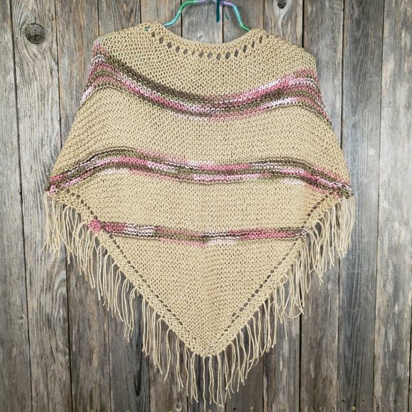 Beige Pink Multi Hand Knitted New Shawl Wrap Scarf - Picture 5 of 5